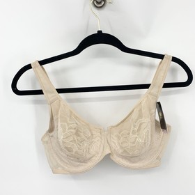 Wacoal Women Size 36D Bra 855225 Beige Brown Sheer Lace Underwire Stark Beauty