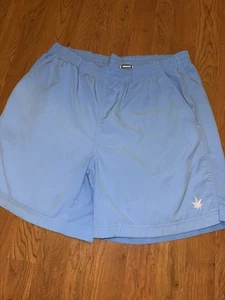 Boast Herren Badeshorts blau Vintage 90er Marijuaa bestickt Medium - Bild 1 von 4