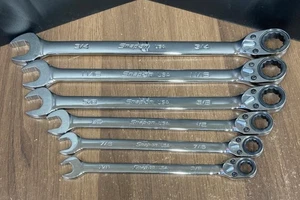 Snap-on SAE Reversible Ratcheting Combo Wrench 6pc Set SOXRR24/22/20/16/14/12 - Bild 1 von 7