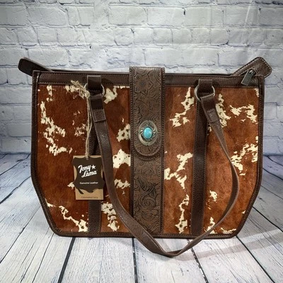 Bolso de Mano Tony Lama Western de Cuero para Mujer Pelo Turquesa Concho Scroll Foto 1 de 4
