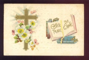 Easter Peace Be Thine Postcard Cross Flowers Postcards - Bild 1 von 1