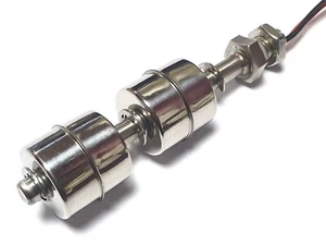 DOUBLE BALL FLOAT SWITCH STAINLESS STEEL VERTICAL MOUNT 100mm to 300mm lengths - Picture 1 of 2