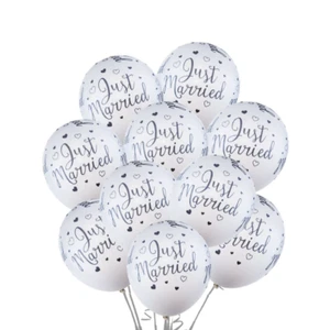10pcs JUST MARRIED Wedding Party Balloons Latex Wedding Mr Mrs Hearts 12" UK - Picture 1 of 5