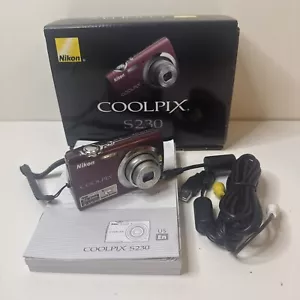 NIKON COOLPIX S230 PLUM PURPLE 10.0MP 3X OPTICAL DIGITAL CAMERA - Picture 1 of 11