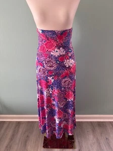 Women's LuLaRoe Maxi Skirt XXS Pink Blue Floral - Picture 1 of 6