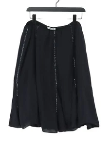 L.K. Bennett Women's Midi Skirt UK 14 Black 100% Silk Midi A-Line - Picture 1 of 6