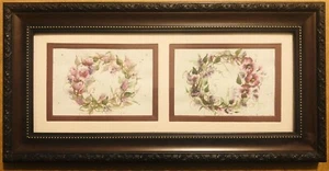 Framed Hand Painted Framed Watercolors Two 3 1/2 X 5 Violets Flowers J Simmons - Picture 1 of 6