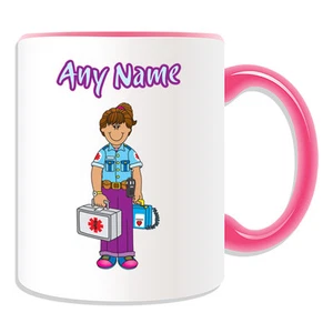 Personalised Gift  Paramedic Female Brown Hair Mug Money Box Cup Hospital NHS - Picture 1 of 21