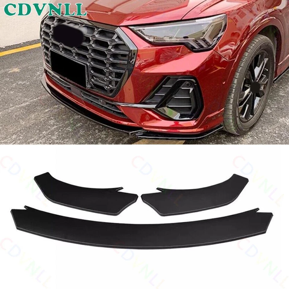 Kit de carrocería alerón labial parachoques delantero negro mate para Audi Q3 Quattro 2019-2024 tira Foto 1 de 4