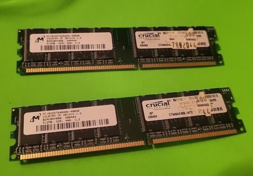 1GB 2x 512MB DDR 400 CL3 MICRON CRUCIAL RAM