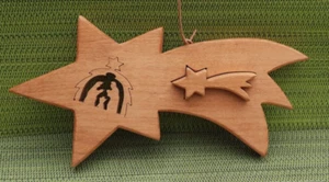 Schweifstern mit Krippendarstellung Massivholz, 2 cm, mit Stern zum rausschieben - Bild 1 von 3