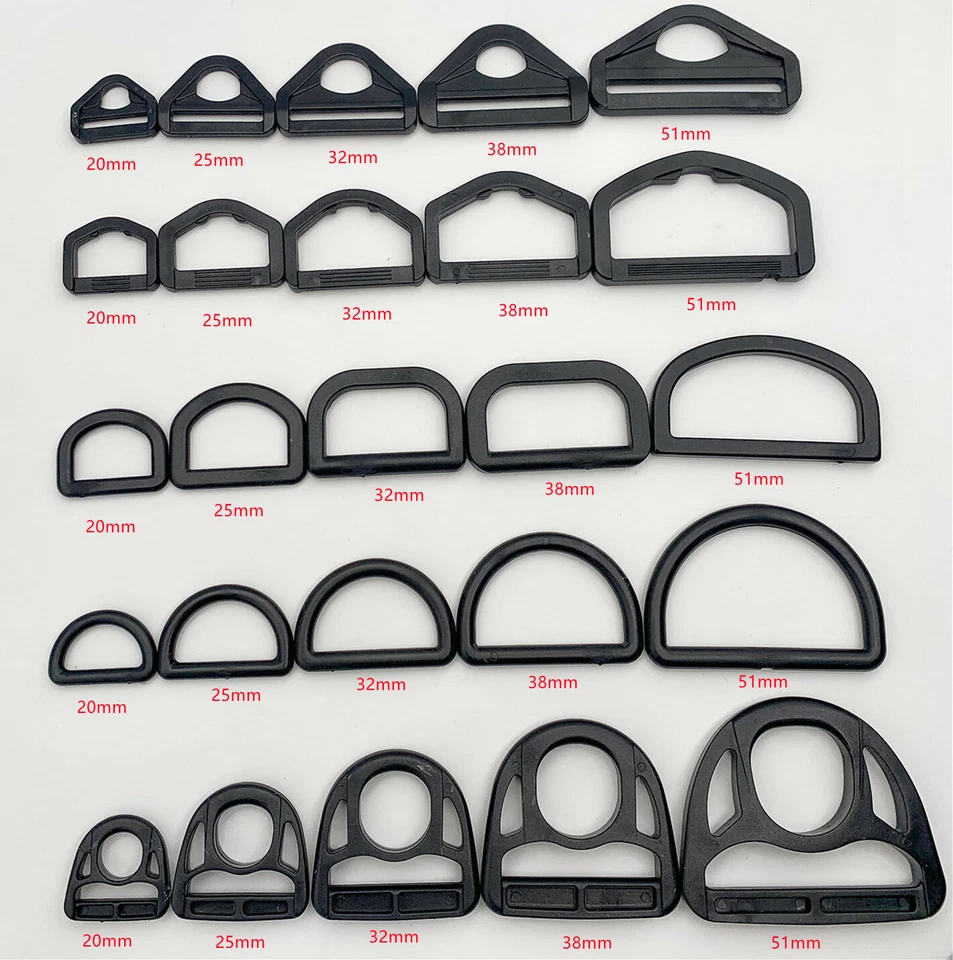 Black Plastic Triangle D Rings Loops Buckles Strap Bag Webbing 20 25 32 38 51MM - Image 1 of 1