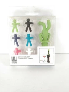 Umbra Drinking Buddy Wine Bottle Topper and Wine Glass Charms, 7-Piece Set New - Picture 1 of 4
