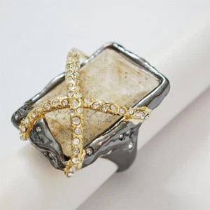 Alexis Bittar Gold-Plated imple Refined Rhinestone Ring - Picture 1 of 5