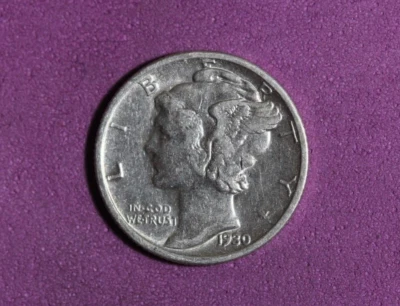 Moneda de diez centavos Mercury 1930-S #P21688 Foto 1 de 2