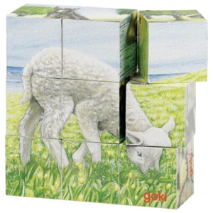 goki Würfelpuzzle Tiere 9 tlg. 57607 Holz- Puzzle für Kleinkinder 2+ Spiele NEU - Bild 1 von 8