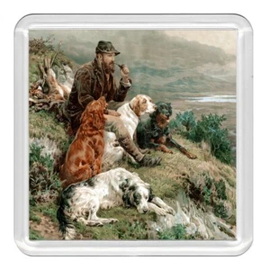 Man & English Irish Gordon Setter Hund Acryl Untersetzer Neuheit Trinkbecher Matte - Bild 1 von 1
