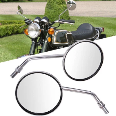 Pair Chrome Round Mirrors For Honda CL90 CT90 CB100 CL100 CL125 CB125 LH ＆ RH - Image 1 of 4