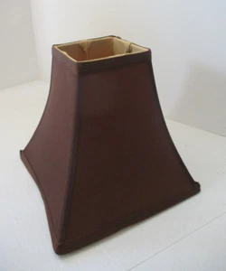 Lamp Shade Silk Metallic Brown Bell Shaped Medium Size 8.5x8.5 New - Picture 1 of 13