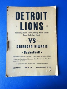 1961 Detroit Lions Basketball Team vs Dearborn Kiwanis Cardboard Poster - Picture 1 of 4