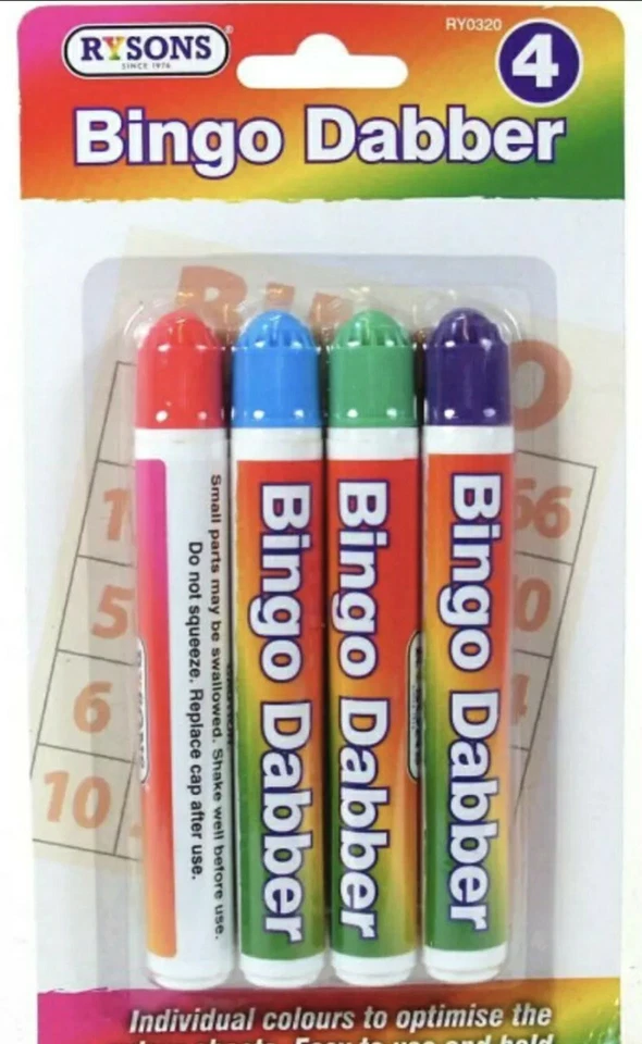 MARCADORES BINGO DABBERS PLUMAS MULTICOLORES JUEGOS ACTIVIDADES DIVERTIDAS PAQUETE DE 4 ENTRADAS Foto 1 de 3