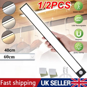 LED PIR Motion Sensor Strip Light USB Rechargeable Magnetic Cabinet Closet Lamp - Picture 1 of 25
