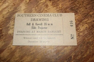 SOUTHERN CALIFORNIA CINEMA CLUB DRAWING TICKET 1950'S - Picture 1 of 2