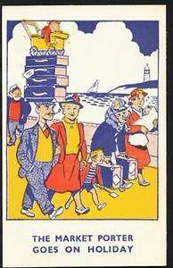 Comic Postcard - British Seaside - The Market Porter Goes On Holiday U1013 - Picture 1 of 1