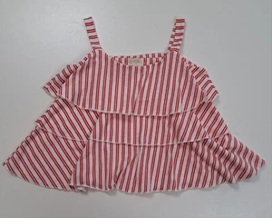 Zara Girl Casual Collection sleeveless ruffled shirt siz 7 striped white and red - Picture 1 of 9