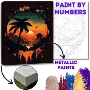 Kit pintura por número "Tropical Sunset" en camilla 3D con pinturas metálicas - Imagen 1 de 5