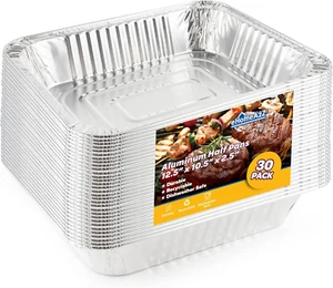 Aluminum Pans Value Pack (30 Pack) Disposable Pans,Foil Trays 9X13,Ideal for BBQ - Picture 1 of 8
