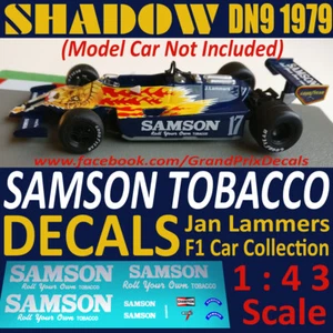 SHADOW DN9 1979 SAMSON Formula 1 car collection water slide DECALS 1:43 IXO - Picture 1 of 5