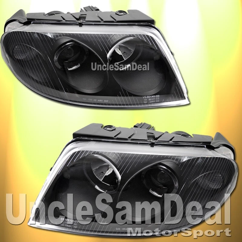 PARA 02-05 VW PASSAT AROS DUPLOS HALO OLHOS DE ANJO PROJETOR CLARO FARÓIS PRETOS - Imagem 1 de 2