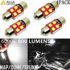 Alla Lighting 800LM 3030 LED Dome Map Trunk Light Festoon Bulb DE3175,White,4x - Foto 1 di 10