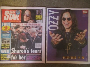 UK Daily Star Newspaper Ozzy Osbourne Funeral Sharon Kelly Aimee Black Sabbath - Picture 1 of 5