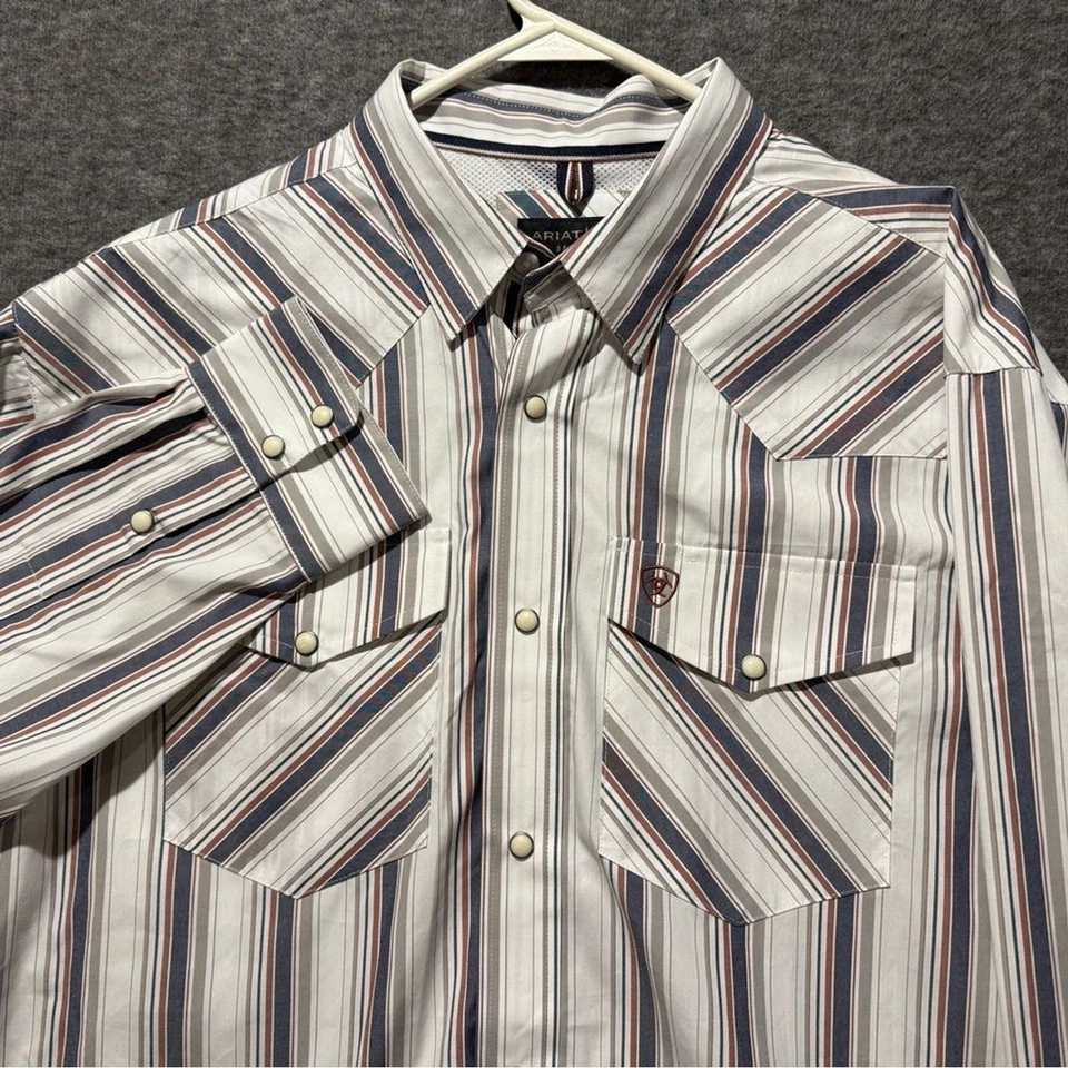 Camisa occidental Ariat Pro Series Warwick Pearl Snap para hombre L (se adapta a XL) rayas blancas Foto 1 de 4