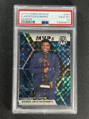 Mosaic Giannis Antetokounmpo #297 2019-20 MVPS Genesis Case Hit SSP PSA 10 MT Foto 1 de 2