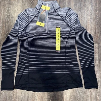 KIRKLAND WOMEN'S  1/4 MOCK NECK ZIP UP PULLOVER  (BLACK/GRAY, SMALL)NWT - Image 1 of 3