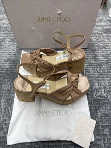 Jimmy Choo Narissa Ballet Pink Cork Wedge US 8.5 New In Box/38.5 - Picture 1 of 10