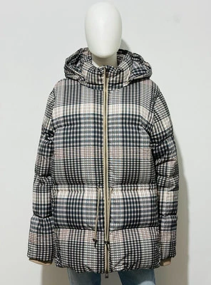 Abrigo de mujer Garnet Hill cintura ceñida XL marrón beige a cuadros bolsillos chaqueta Foto 1 de 4