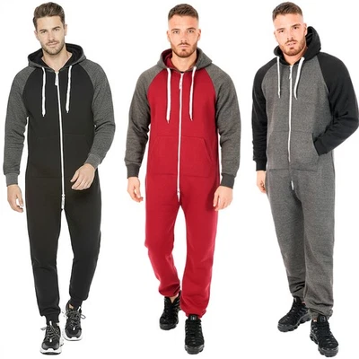 All in One Herren Erwachsene Einteiler 1onesie Fleece Kapuze Overall Pyjama Playsuit - Bild 1 von 3