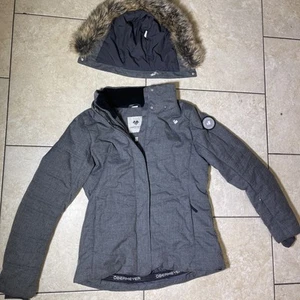 Obermeyer Women Gray Ski Jacket Faux Fur Tuscany Thermore Winter Jacket Size 12 - Picture 1 of 12
