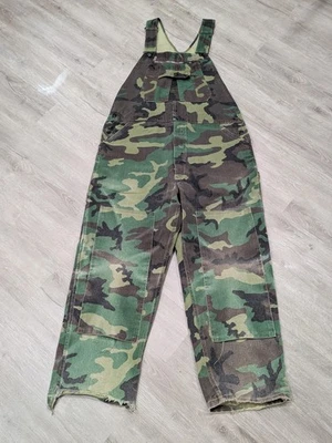 Vintage Liberty Overalls Bib Overalls Mens 40x28 Green Camo Workwear Carpenter - Image 1 of 4