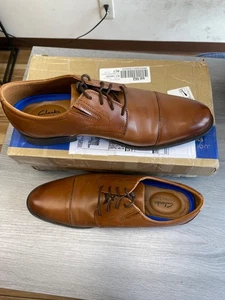 Clarks Mens Collection Whiddon Leather Cap Toe Oxfords Tan Size 13M Defected - Picture 1 of 5