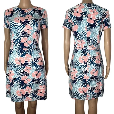 Brooks Brothers Floral Print Fully Lined Cotton A-Line Preppy Shift Dress Size 8 - Image 1 of 4