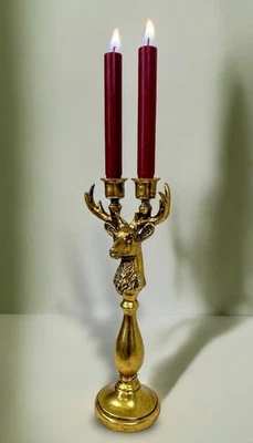Candle Holder Lights Deer Antler Gold GOODWILL Christmas 38cm Table Decoration - Image 1 of 4