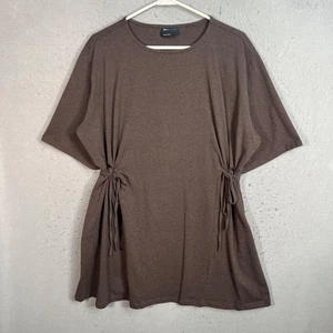 Vestido camisero con cordón de algodón marrón talla grande de Asos Design para mujer - Imagen 1 de 8