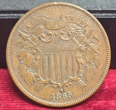 1865 2c. Piece Almost Uncirculated+ Brown - Image 1 of 2