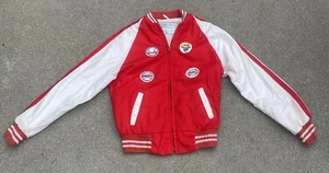 Vtg JC Penny Brand Bomber Jacket Coat Red White Youth Sz 14 MLB Patches Dodgers - Picture 1 of 19