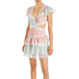 LoveShackFancy Audrina Cutout Waist Mini Dress Medium Multicolor Cotton - Picture 1 of 11